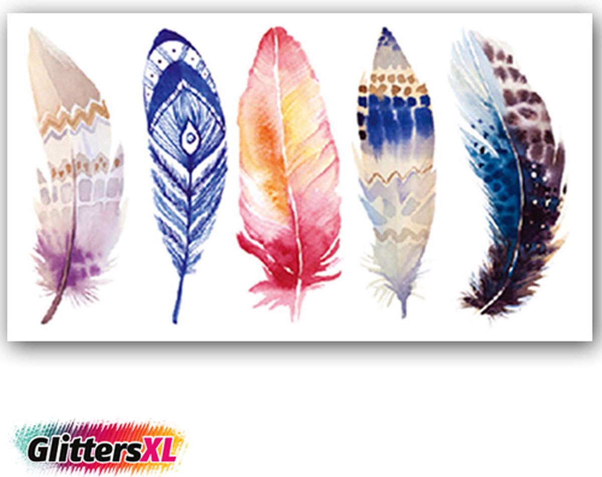 GlittersXL - Temporary Tattoo Kleur Veren (11x6cm) [Neptattoo - Tijdelijke tatoeage - Nep Fake Tattoos - Water overdraagbare festival sticker henna outfit tattoo - Glitter tattoo - Volwassenen Kinderen Jongen Meisje]